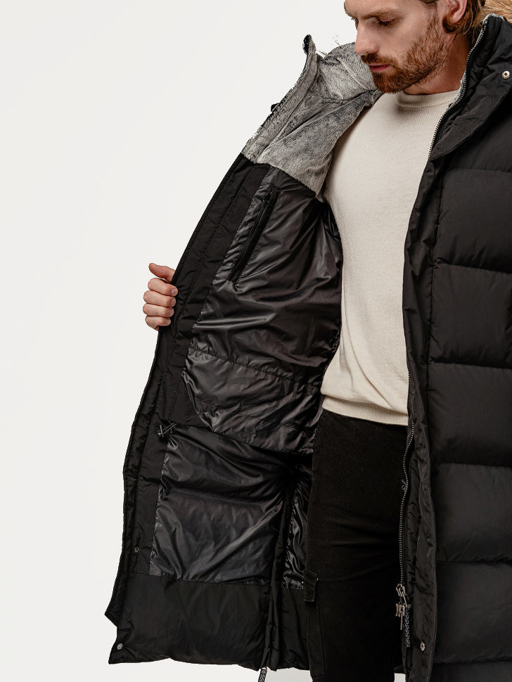 Пальто пуховое Флойд Nordic Goose мех ЧБК (Мужской; 56; Черный)