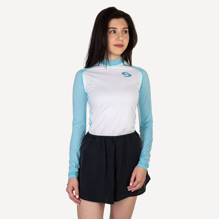 Футболка лайкра Scorpena Reef длинный рукав (Женский; L; бело-голубой)