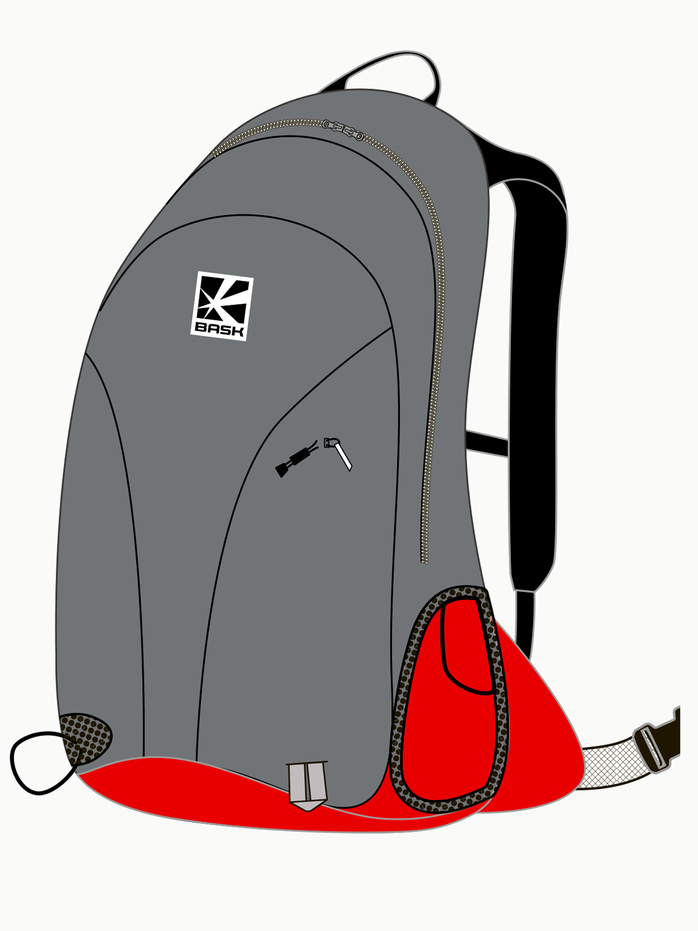 Рюкзак BASK Ski Alp Carrier 25 (Красный/Серый; 25 л)