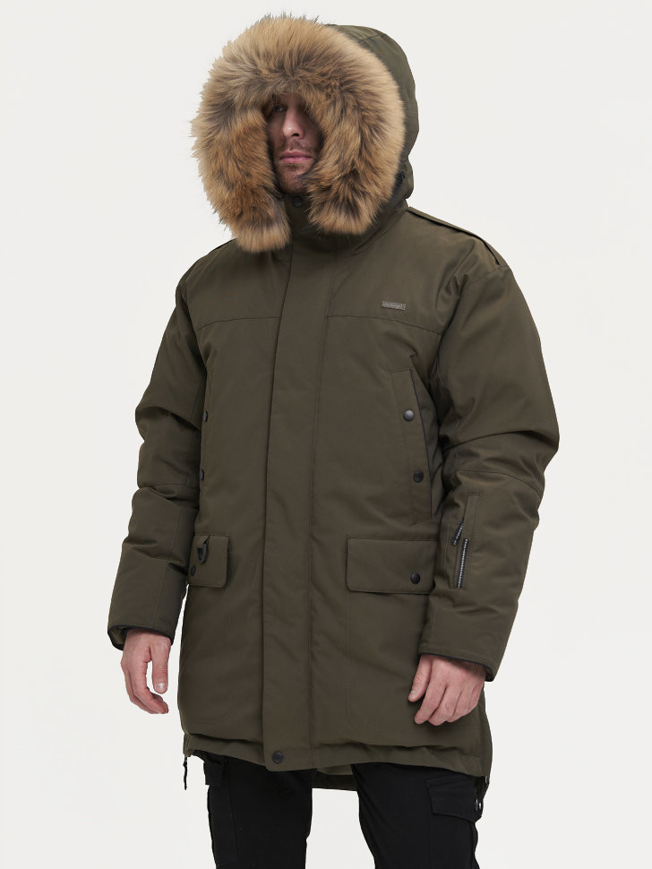 Пуховик Берген Top Arctic Goose мех Енот (Мужской; 60; Олива)