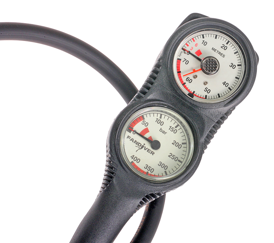 Консоль 2-х приборная FanDiver Compact (манометр 400 bar + глубиномер) (black) Консоль 2-х приборная FanDiver Compact (манометр 400 bar + глубиномер) (black)