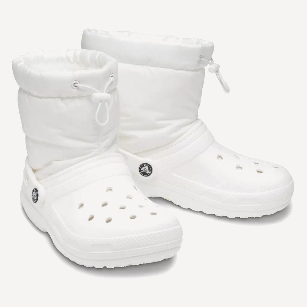 white crocs with fluff