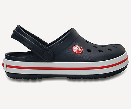 navy red crocs