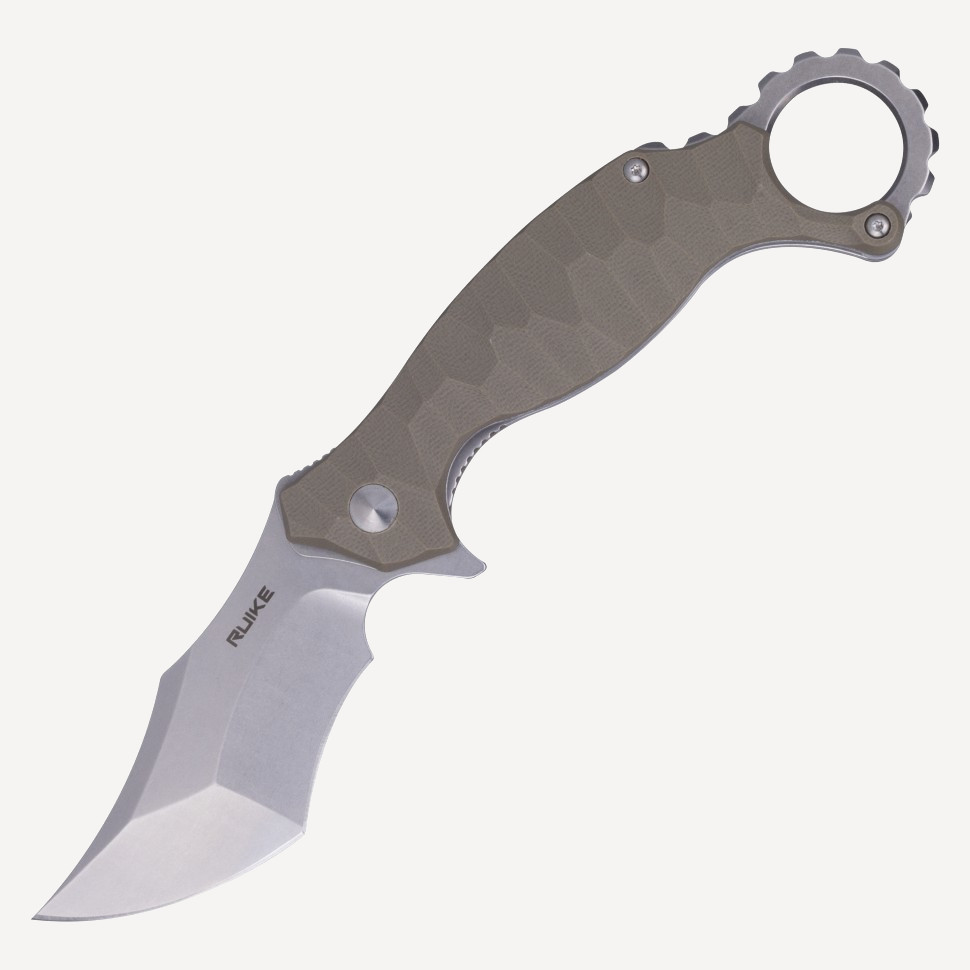 Нож Керамбит складной RUiKE P881 (Сталь_14C28N/Песочный_G10) Нож Керамбит складной RUiKE P881 (Сталь_14C28N/Песочный_G10)