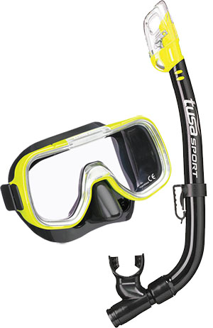 Комплект маска+трубка UCR-2022P в сумке (черный силикон; BK/FY)