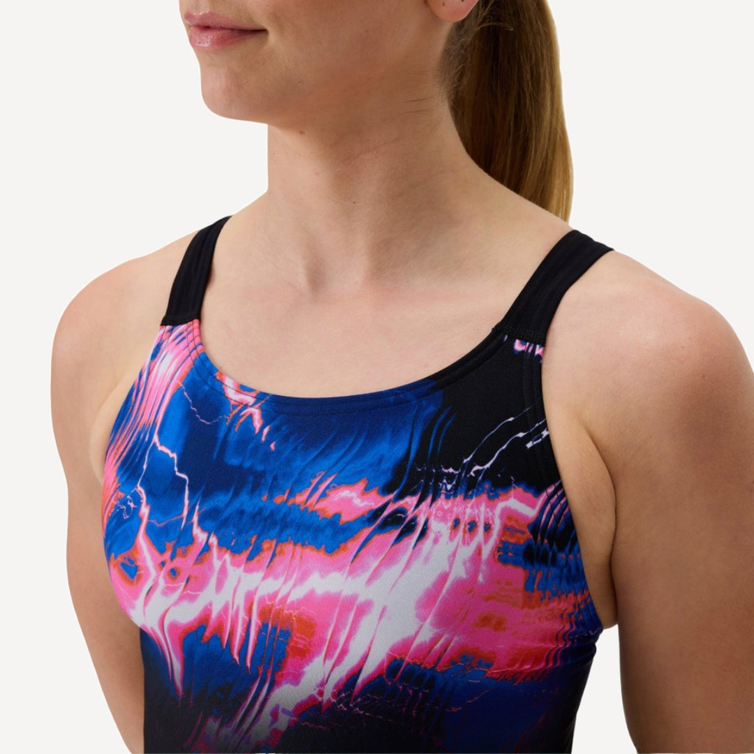 Купальник Speedo Club Training Printed Leaderback (Женский; 36 (48); черный/мультиколор)