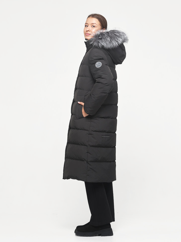 Пальто пуховое Лайма Nordic Goose мех ЧБК (Женский; 46; Графит)