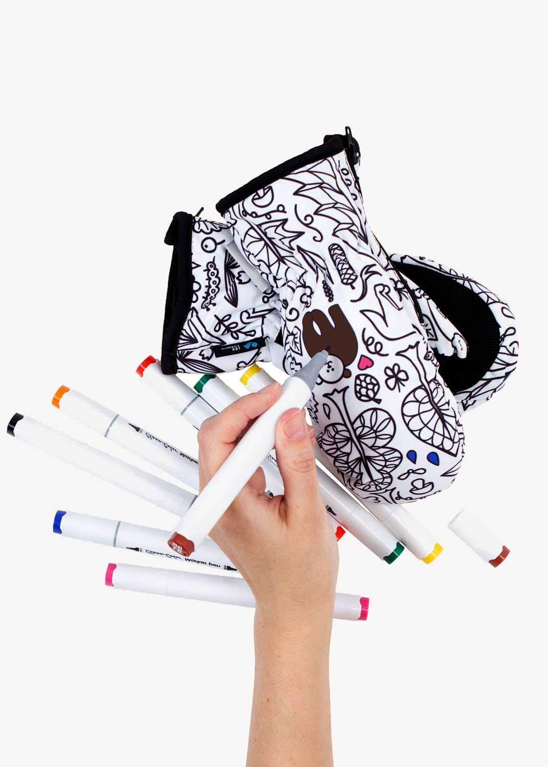 Варежки Viking Motiv + Маркеры (4 (14-15см); White (Nature Print))