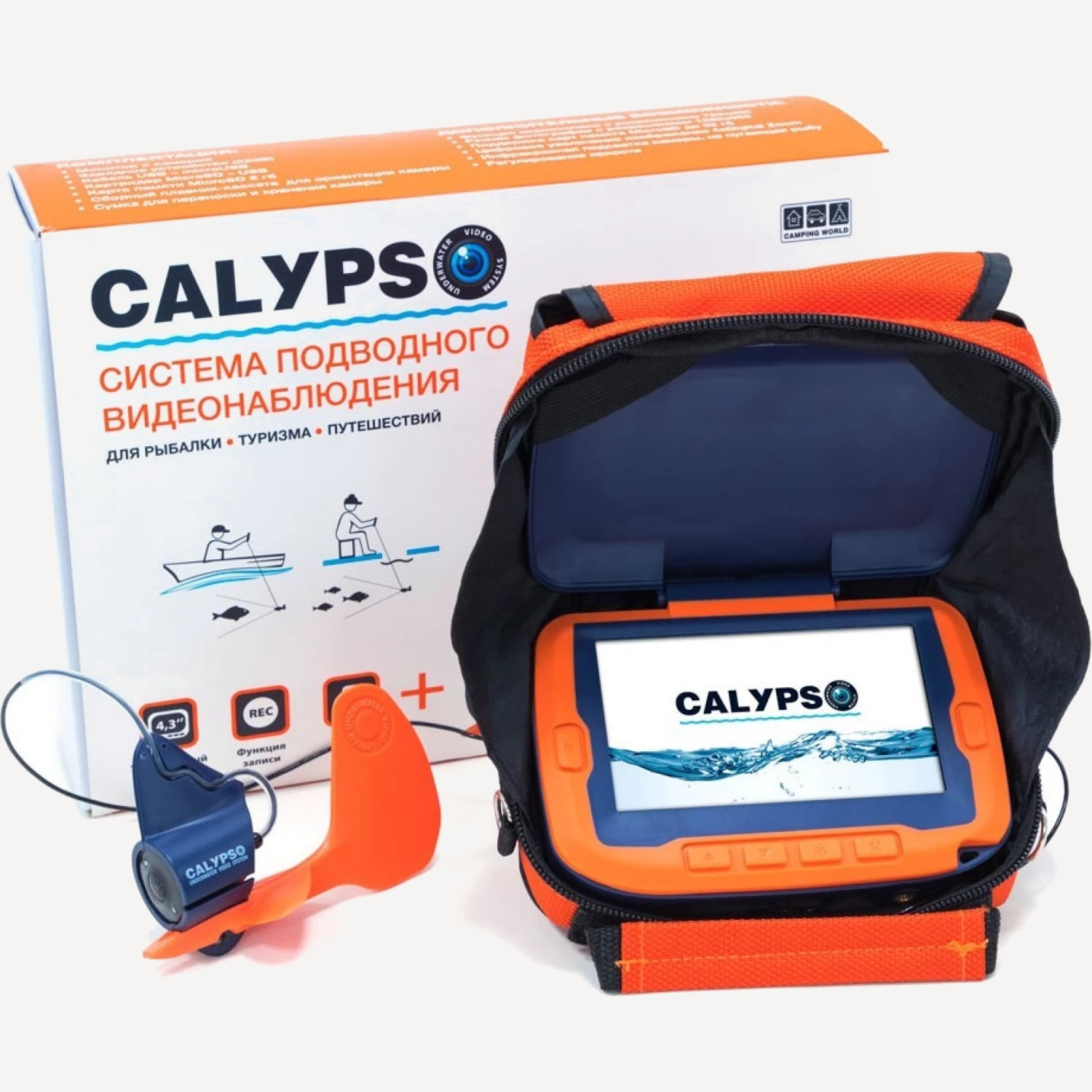 Подводная видеокамера CALYPSO UVS-03 PLUS 8Gb (Оранжевый/Синий; LCD 4,3"(960х480))