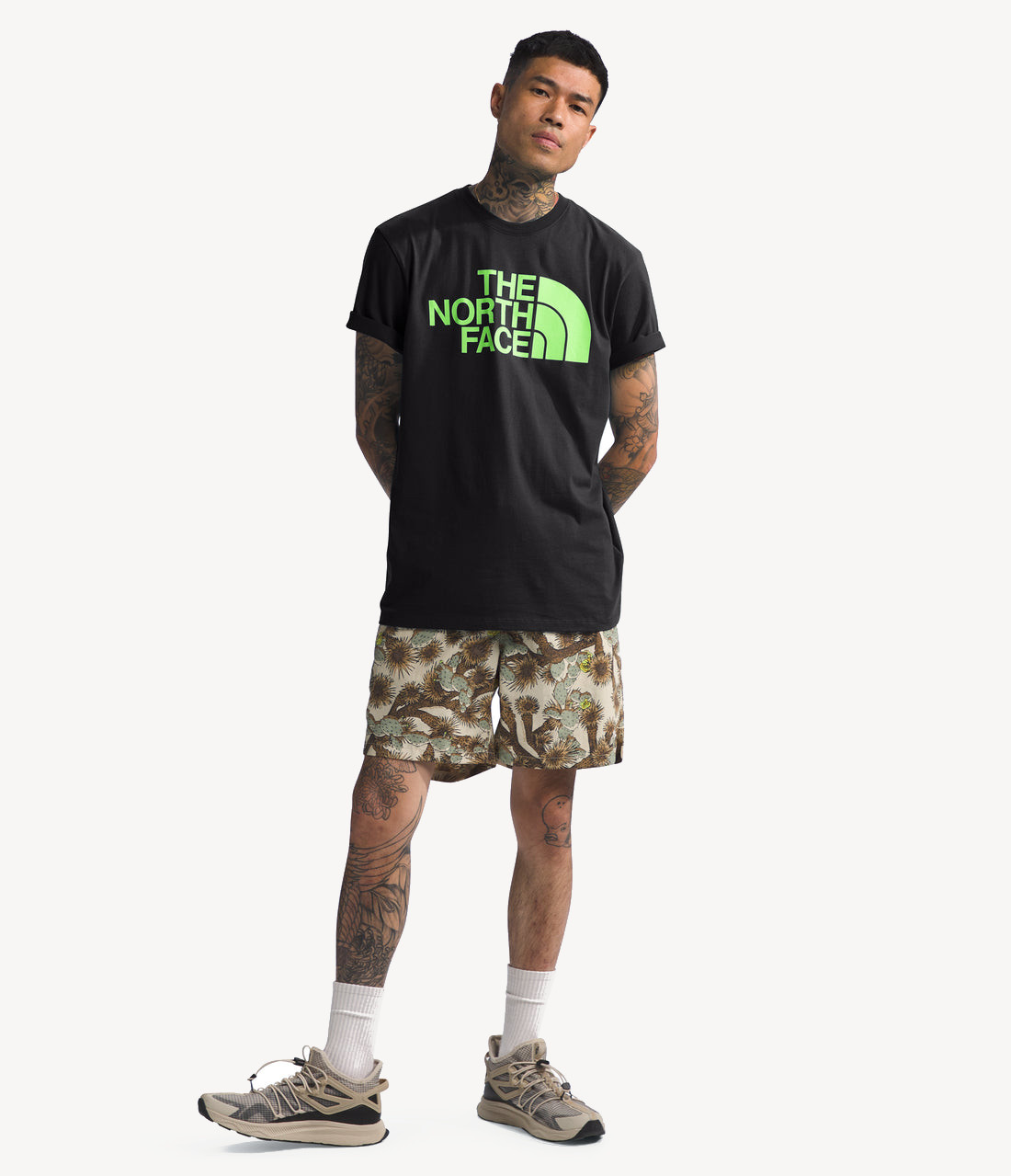 Футболка TNF S/S Half Dome Tee (Мужской; S; Black SafetyGreen)