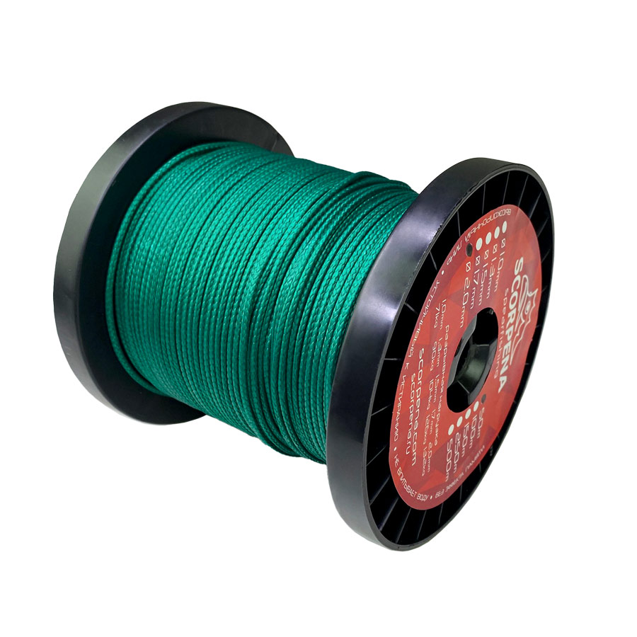 Линь DYNEEMA UHMW-PE 2.0 мм (нагрузка 132 кг) зеленый (зеленый; 2.0 мм)